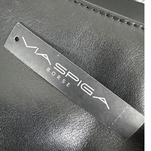 Via Spiga.Embossed Clutch Africa Collection Black Leather Indie Boho Designer - Picture 9 of 12